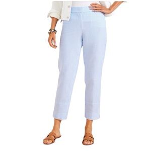 Talbots Signature Blue White Stripe Seersucker Cropped Pants Size 10 NEW